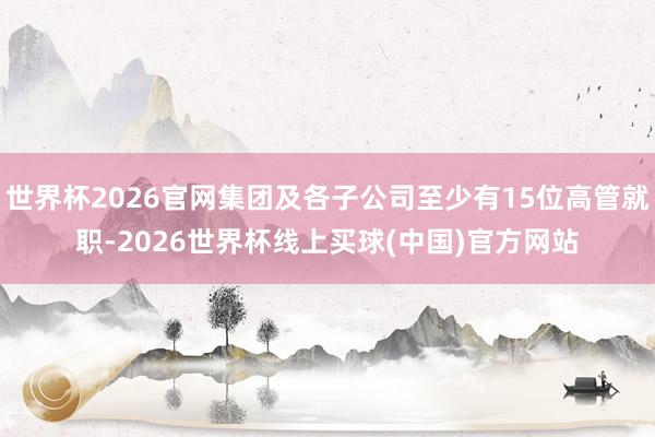 世界杯2026官网集团及各子公司至少有15位高管就职-2026世界杯线上买球(中国)官方网站