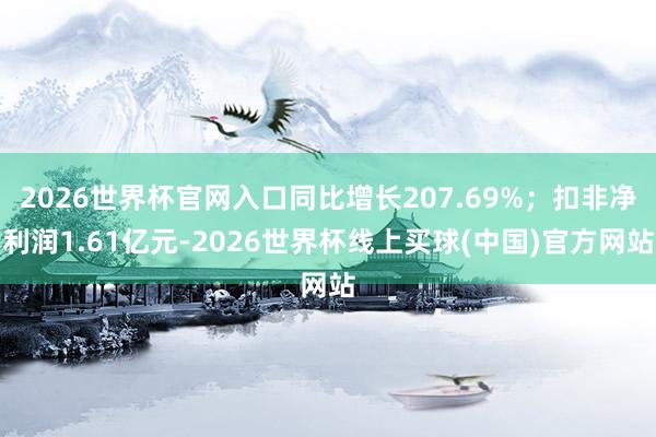 2026世界杯官网入口同比增长207.69%；扣非净利润1.61亿元-2026世界杯线上买球(中国)官方网站