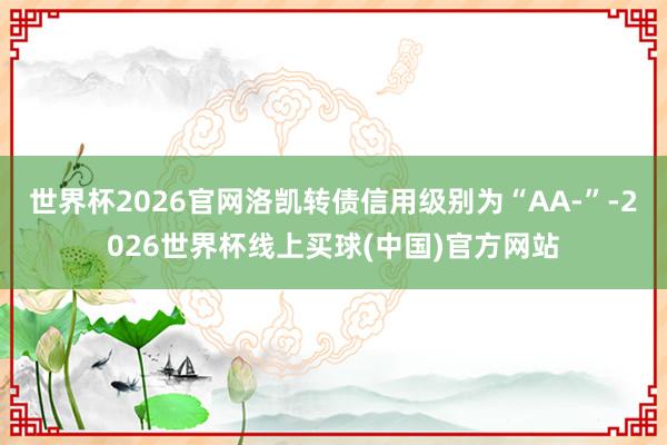 世界杯2026官网洛凯转债信用级别为“AA-”-2026世界杯线上买球(中国)官方网站