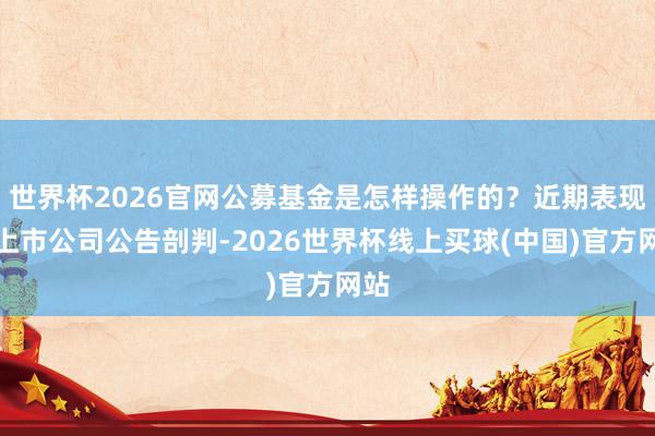 世界杯2026官网公募基金是怎样操作的？近期表现的上市公司公告剖判-2026世界杯线上买球(中国)官方网站